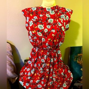 Monteau adorable red floral summer dress! Polyester blend. Size XL.